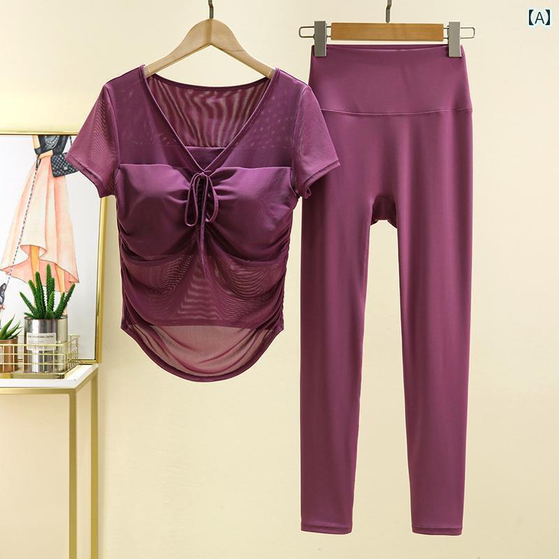 ヨガウェア トップス レディース レディース 美しい ヨガ スーツ 春夏の ピラティス トレーニング 胸 パッド 付きの 高級 フィットネス スポーツ トップス