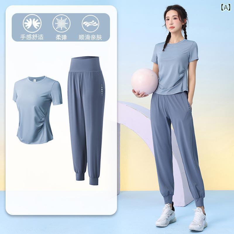 ヨガウェア トップス レディース プロの 朝の ランニング スポーツ スーツ 高級 ヨガ 服 2025 夏の 速乾 ピラティス トレーニング 女性用