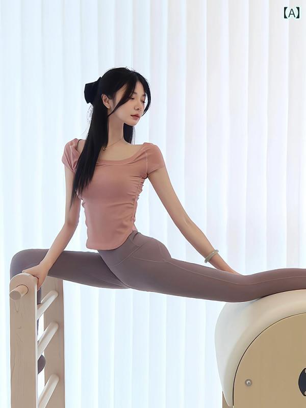 ヨガウェア トップス レディース 女性用 ヨガ スーツ 2025年 高級 夏用 ピラティス トレーニング トップス フィットネスウェア スポーツ 半袖