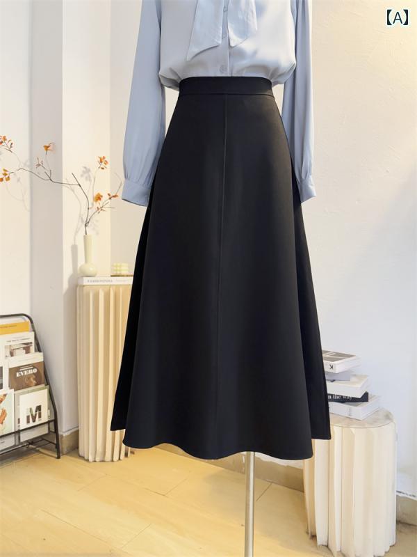 Aライン スカート ワンピース ひざ丈 ロング 韓国 Aライン スカート ワンピース ひざ丈 ロング 韓国 黒 アンブレラ スカート レディース ミドル 丈 春夏 ハイウエスト aライン ビッグ スイング シンプル 無地 スーツ ロング
