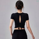 ヨガウェア トップス レディース スポーツ 半袖 レディース ドローストリング 美しい 背中 ヨガ ウェア トップス 胸 パッド 付き ピラティス トレーニング...