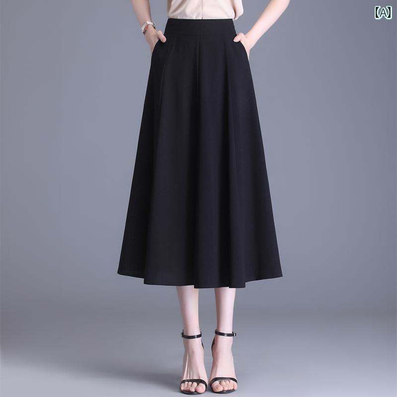 スカート プリーツスカート ショートスカート シフォン aライン スカート レディース 春と 夏 2025 ハイウエスト スリム ミディアム ロング スイング プリーツ ドレープ