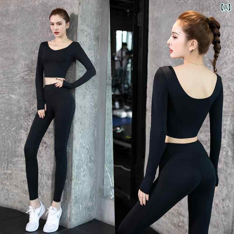 ヨガウェア ヨガパンツ ヨガ ヨガ ウェア 胸 パッド 付きの 高級 長袖 トップス エレガントで フェアリーのような 秋冬 女性用 ランニング ジム スポーツ スーツ