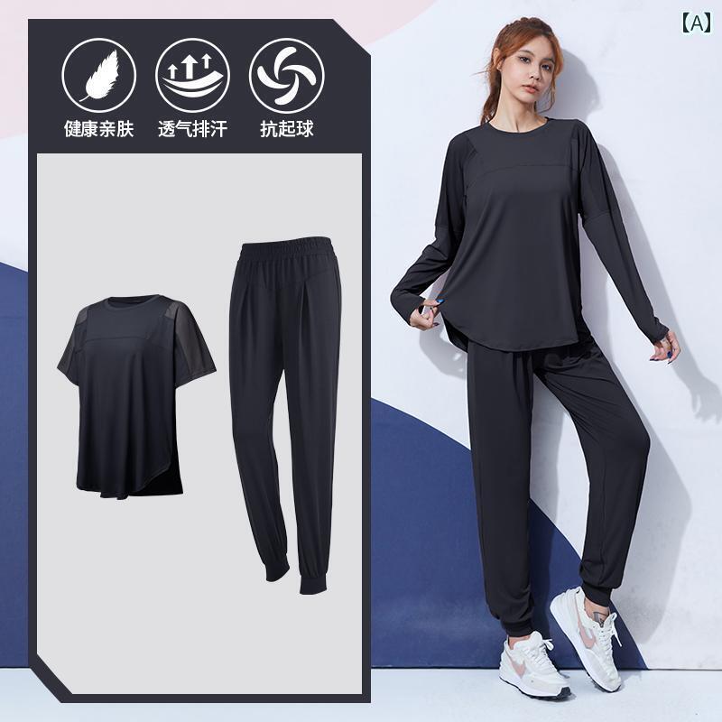 ヨガウェア ヨガパンツ ヨガ 春夏の 女性用 スポーツ スーツ 半袖 ゆったり スリム フィットネストレーニング 朝の ランニング ピラティス 上級 ヨガ ウェア