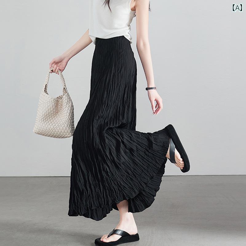 スカート ロングスカート マキシスカート ベイカースカート ロング 和風 プリーツスカート 春夏 スリム..