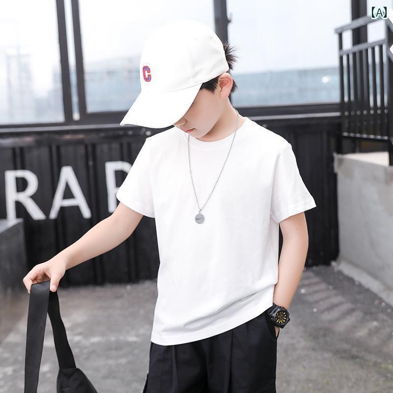 Tシャツ キッズ 半袖 子供用 白 半袖 Tシャツ 綿 男の子 女の子 夏服 無地 レイヤリング シャツ 小学生..