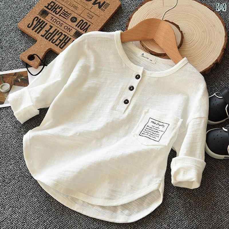 Tシャツ キッズ 半袖 子供用 竹 綿 長袖 Tシャツ 通気性 2025 春秋 男の子用 レイヤリング シャツ中大 ..