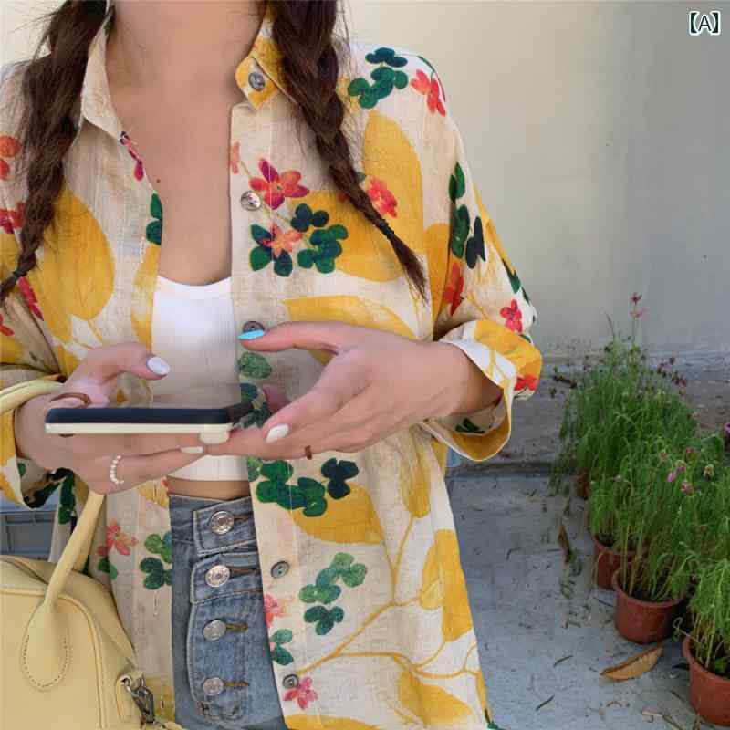 ワンピース シャツ 紫外線防止 春 七分袖 半袖 長袖 細見え 華奢見え 痩せ見えレディース 夏 タイ トップス 花柄 シャツ レディース アウターウェア 夏 三 亜 旅行 ウェア ホリデー スタイル カーディガン 日焼け防止 服