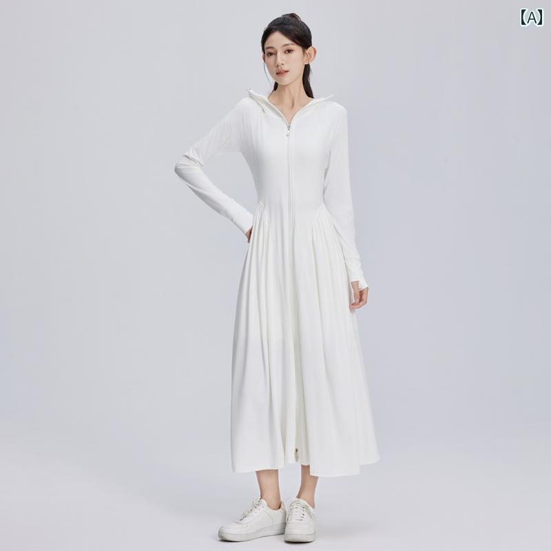 ワンピース シャツ 紫外線防止 春 七分袖 半袖 長袖 細見え 華奢見え 痩せ見えレディース 夏 韓国 日焼け防止 服 レディース ロング 全身 2025 紫外線対策 フード付き クール スカート ドレス