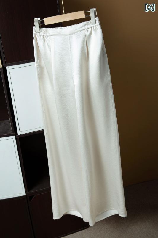 パンツ レディース ワイドパンツ シルク アート アセテート サテン ワイド レッグ パンツ レディース ..