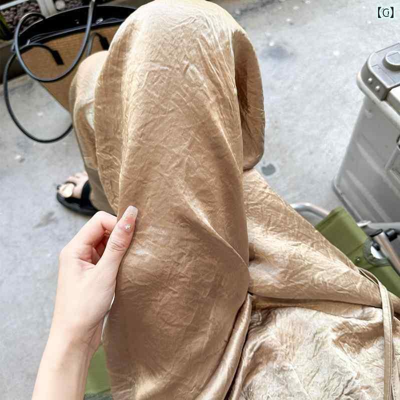 ホープのパンツ レディース ワイドパンツ リアル アセテート ワイド レッグ パンツ レディース 2024夏 ハイウエスト ドレープ ストレート スリム サテン 日焼け防止 クール｜アングル3