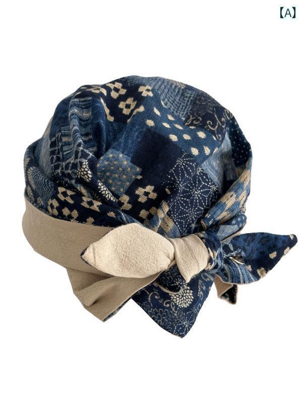 バンダナ おしゃれ レディース の レトロ 両面 ヘッド スカーフ 男女兼用 コットン＆ リネンの 三角 ド..