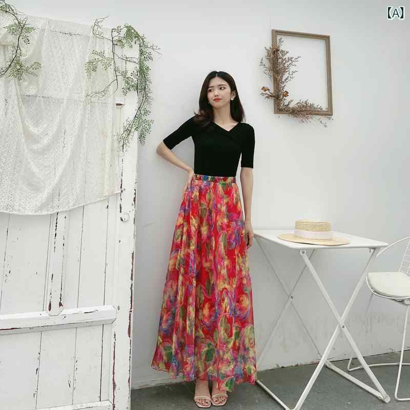 スカート ロング 春夏 フレアスカート シフォン 夏 ふわふわ ロングスカート シフォンスカート スカート マキシ スカート ロング 春夏 フレアスカート シフォン 夏 ふわふわ ロングスカート シフォンスカート スカート マキシ 花柄 スカート レデ