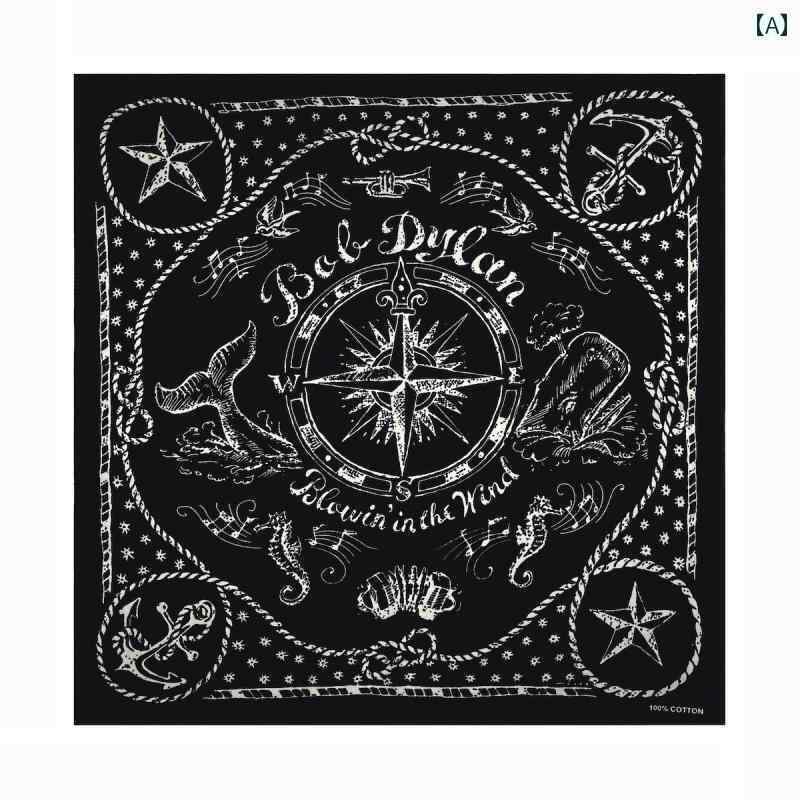 バンダナ おしゃれ レディース コットン 両面 プリント ブラック セーラー スクエア スカーフ 学生 カ..