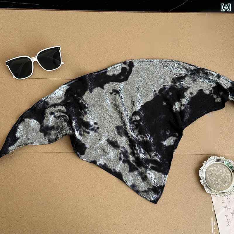 バンダナ おしゃれ レディース 液体 金属の な シルバーカラーの ヘッド スカーフ ホット ガールの 三..