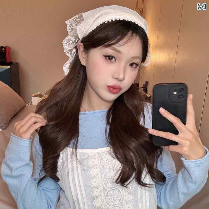 バンダナ おしゃれ レディース 旅行用の フランスの レトロ ニット 湯たんぽ 三角 スカーフ レディース 甘くて かわいい かぎ 針 編みの 文学 ヘッド ス...