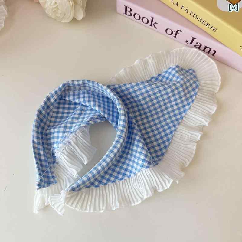 バンダナ おしゃれ レディース な ヘッド バンド 青い チェック 柄の レースの 三角形の スカーフ レデ..