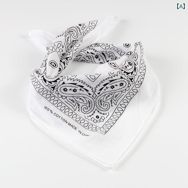 バンダナ おしゃれ レディース カシュー フラワー ヒップ ホップ レトロ 大小 スクエア スカーフ 綿 ス..