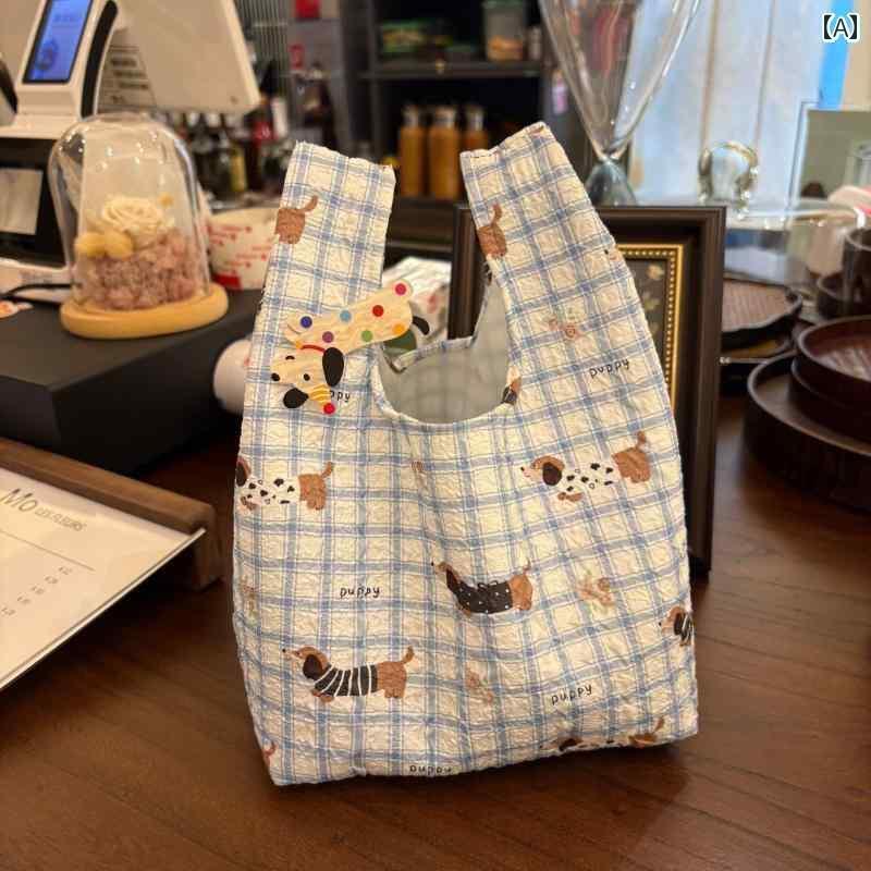 バック ハンドバック 鞄 ダックスフント ランチ バッグ ポータブル ボックス かわいい大容量 キャンバ..