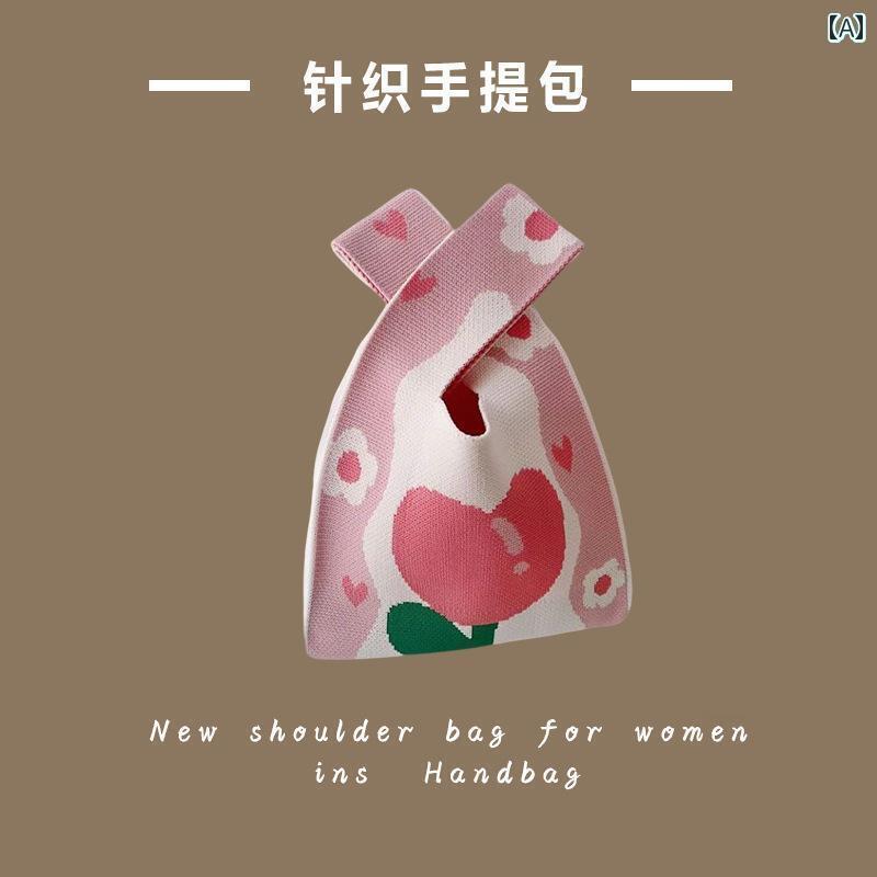 バック ハンドバック 鞄 ファッションの ニット バッグ レディースの 毎日の マッチング 通勤 ハンドバ..