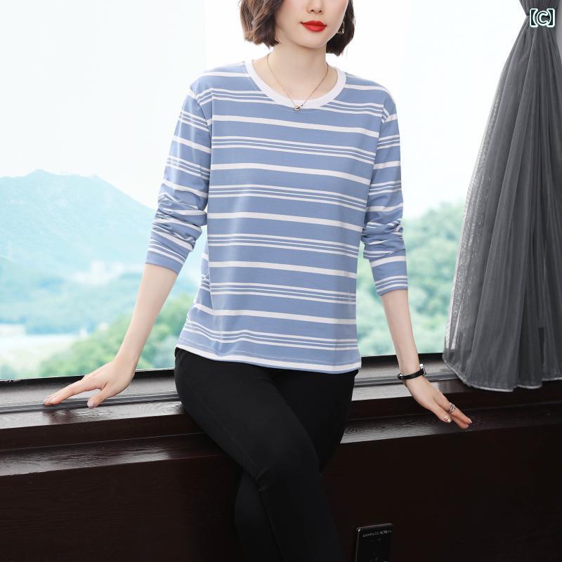 シニアファッション レディース トップス 綿 ラウンドネック 長袖 Tシャツ 女性 ママ 大きいサイズ ゆったり 2025 春秋 レイヤリング シャツ トップス hope0703-10717482 ホープ サンプル画像3
