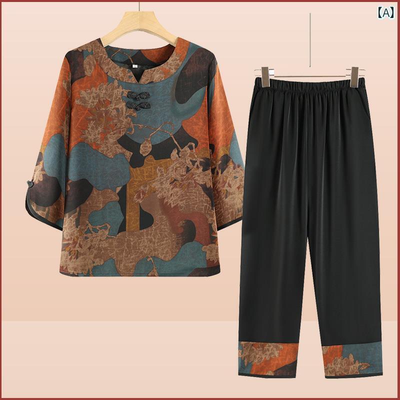 シニアファッション レディース トップス 夏用 婦人おばあちゃん 服 半袖 スーツおばあちゃん 60歳おばあちゃんおばあちゃん 薄手 新型