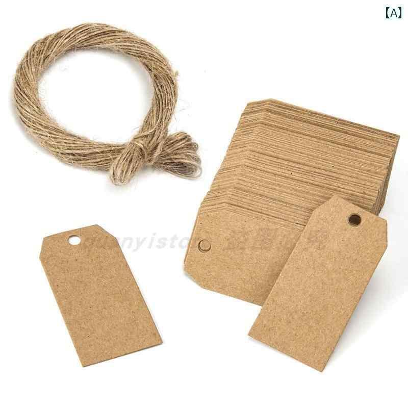 DIY 飾り リメイク 100 ピース / パック 麻 ロープ クラフト 紙 手書き 空白 タグ ぶら下げ ブック マ..