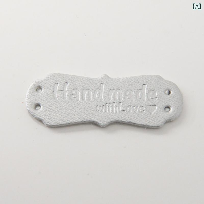 DIY リメイク PU 特殊 形状 レザー スカーフ ラベル 手縫い アクセサリー ブラック ホワイトゴールド ..