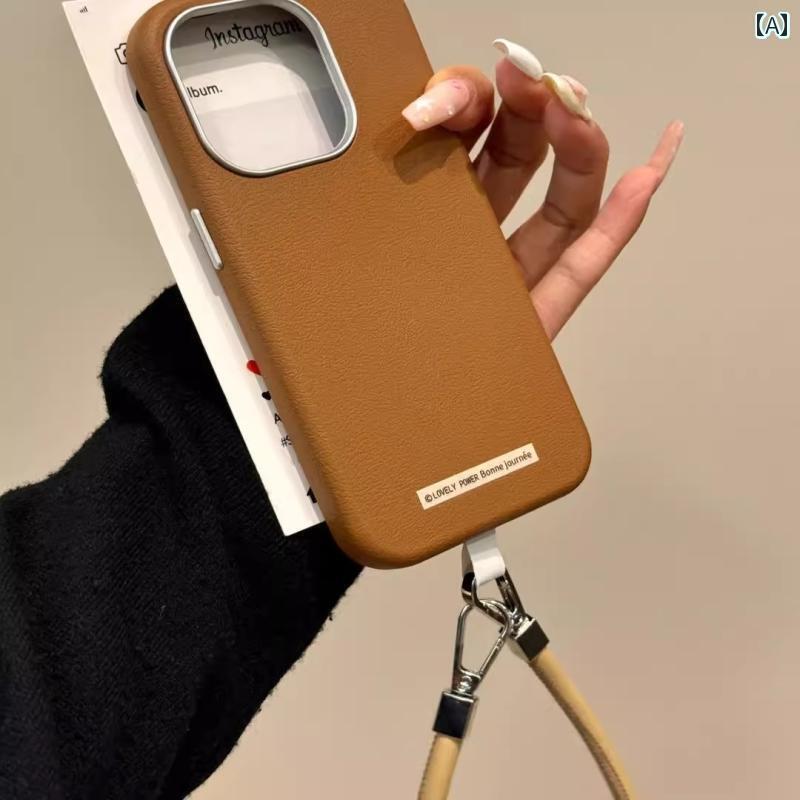 DIY リメイク シンプル 無地 レザー Apple 16 promaxの スマートフォン ケースに 適した 高級 iPhone 1..