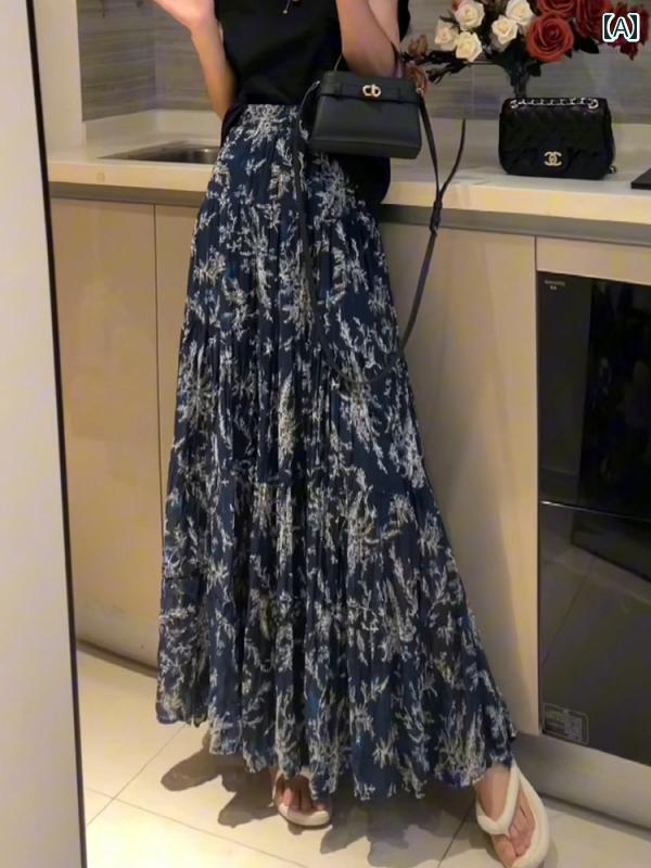 スカート 抜け感 スリット ミモレ ロング プリーツ 高見え スカート 抜け感 スリット ミモレ ロング プリーツ 高見え レトロ 雰囲気の 花柄 ハイウエスト スカート レディース 夏 2025 カジュアル aライン スリム