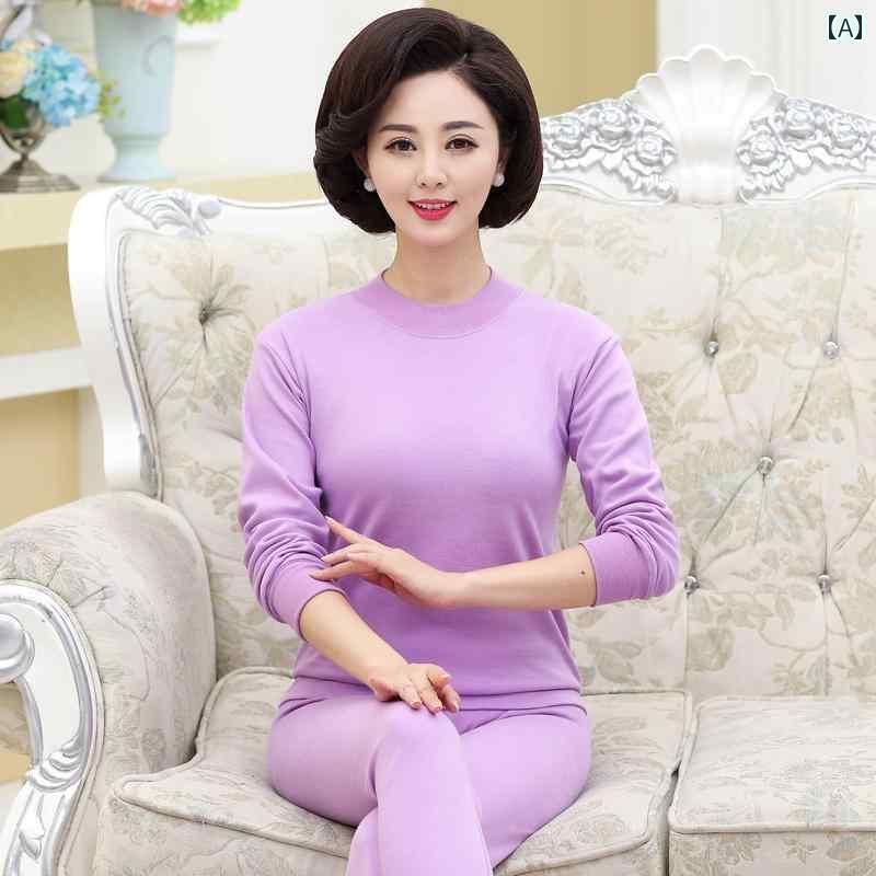 レディース トップス オシャレ の 秋服と 秋 ズボン 綿の 母の 保温 下着 高齢者の 薄手 セーターの スーツ レディース セーターと