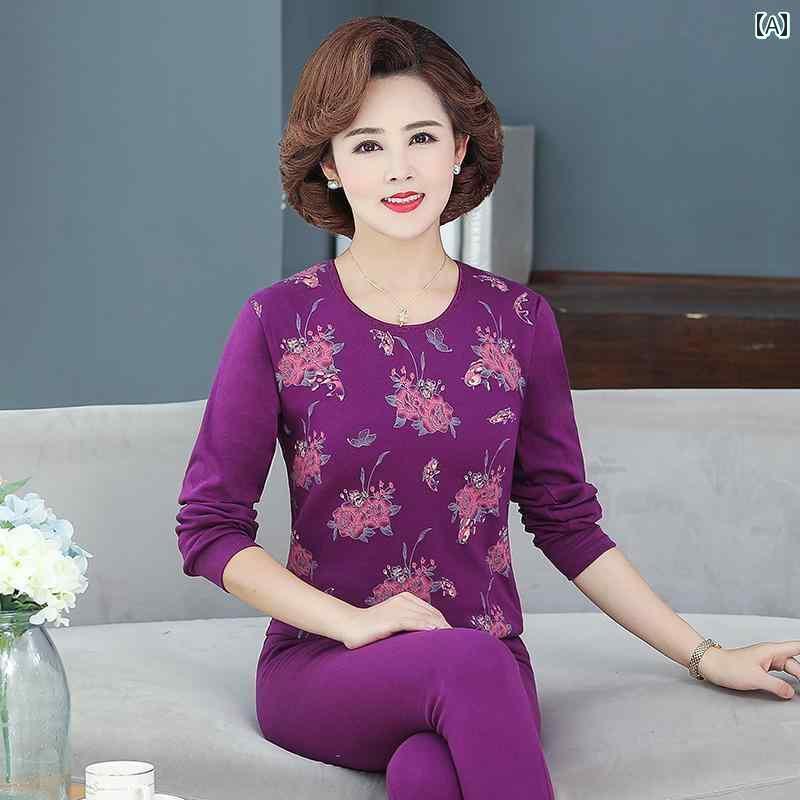 レディース トップス オシャレ 冬 母親の 秋服 秋 ズボンの スーツ レディース 服 コットンセーター 綿 ツーピース セーター ズボン