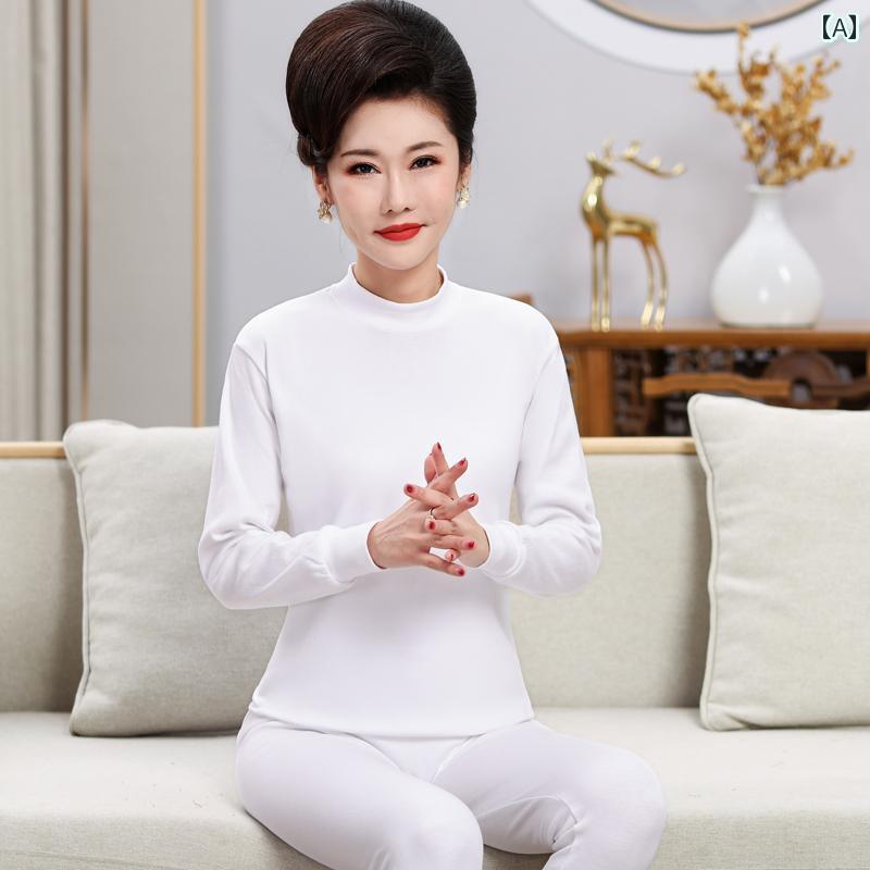 レディース トップス オシャレ 綿の 秋服と 秋 ズボン 白い のお母さんの セーターの 保温 下着 スーツ レディースおばあちゃんの セーターと