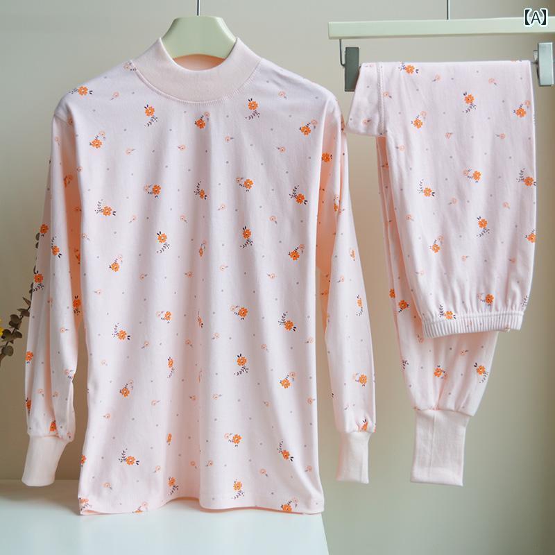 レディース トップス オシャレ 女性用 綿 秋服と 秋 ズボン 保温 下着 セット セーター 用 ゆったり 昔ながらの