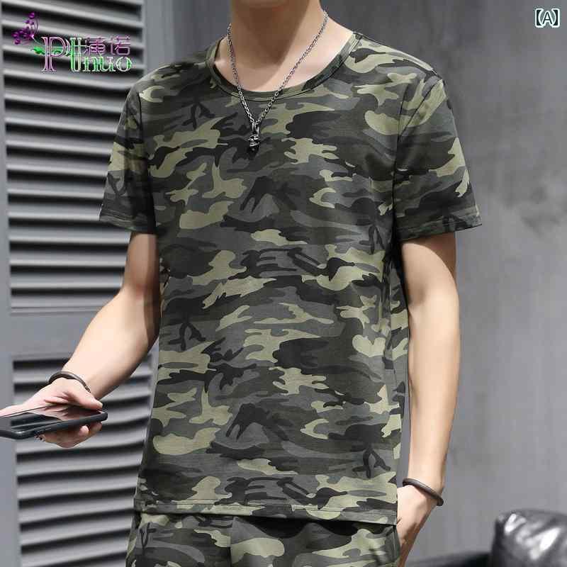 迷彩 カモ柄 パンツ 迷彩 中国 刺繍 半袖 t シャツ メンズな 綿の 夏の スポーツ ベスト アンダー 旗 服