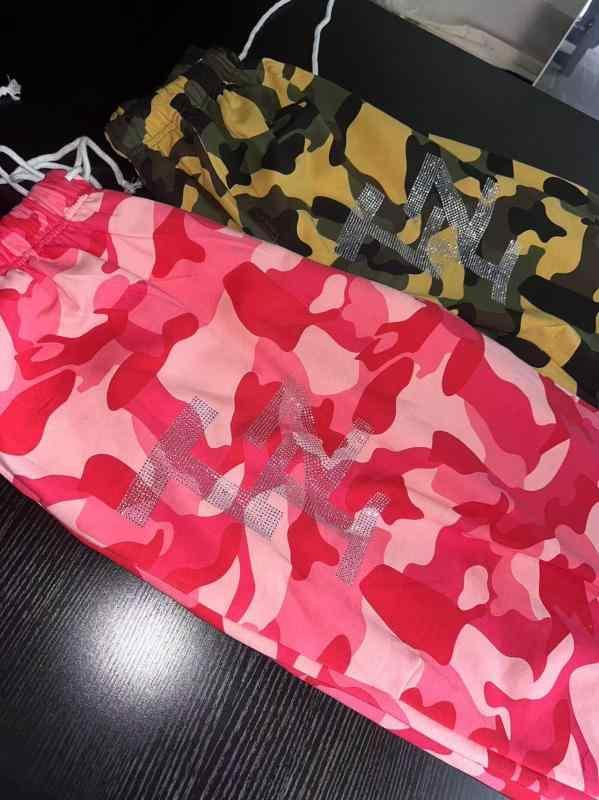 迷彩 カモ柄 パンツ カモフラージュ 20 Thisiszoom ラインストーン カラー カモフラージュプリント ドローストリング スウェットパンツ メンズ レ...