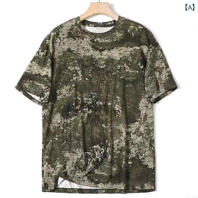 迷彩 カモ柄 パンツ 迷彩 半袖 Tシャツ メンズ 夏 ウォッシュ 加工 タフ ミリタリースタイル オフ ロー..