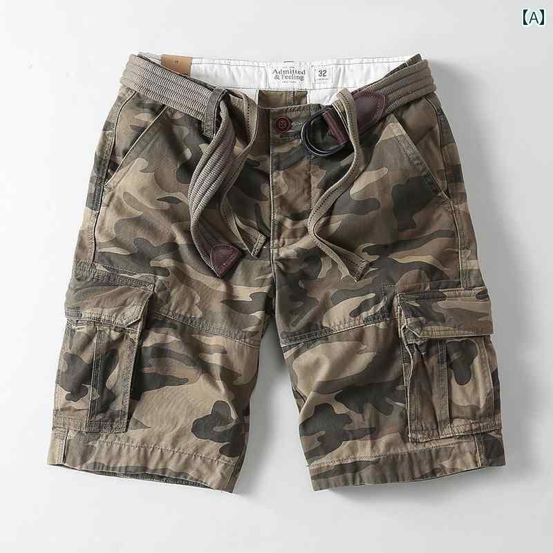 迷彩 カモ柄 ファッション 服 ヘビー カモフラージュ ワーク ショーツと アメリカ レトロ 耐摩耗 メン..