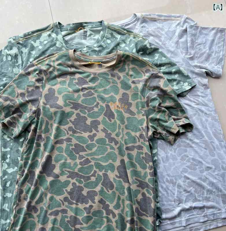 迷彩 カモ柄 ファッション 服 海外 メンズ 釣り 速乾 UPF 40 迷彩 スポーツ 半袖 Tシャツ フィッシング..