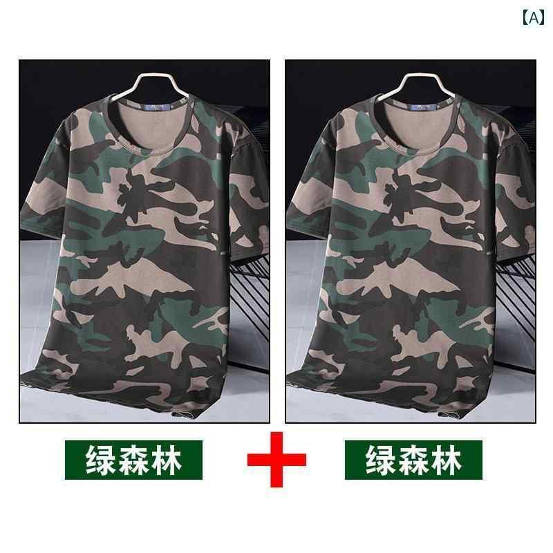 迷彩 カモ柄 ファッション 服 迷彩 Tシャツ メンズ 夏 綿 半袖 作業着 労働 保護 服 速乾 ミリタリーグ..
