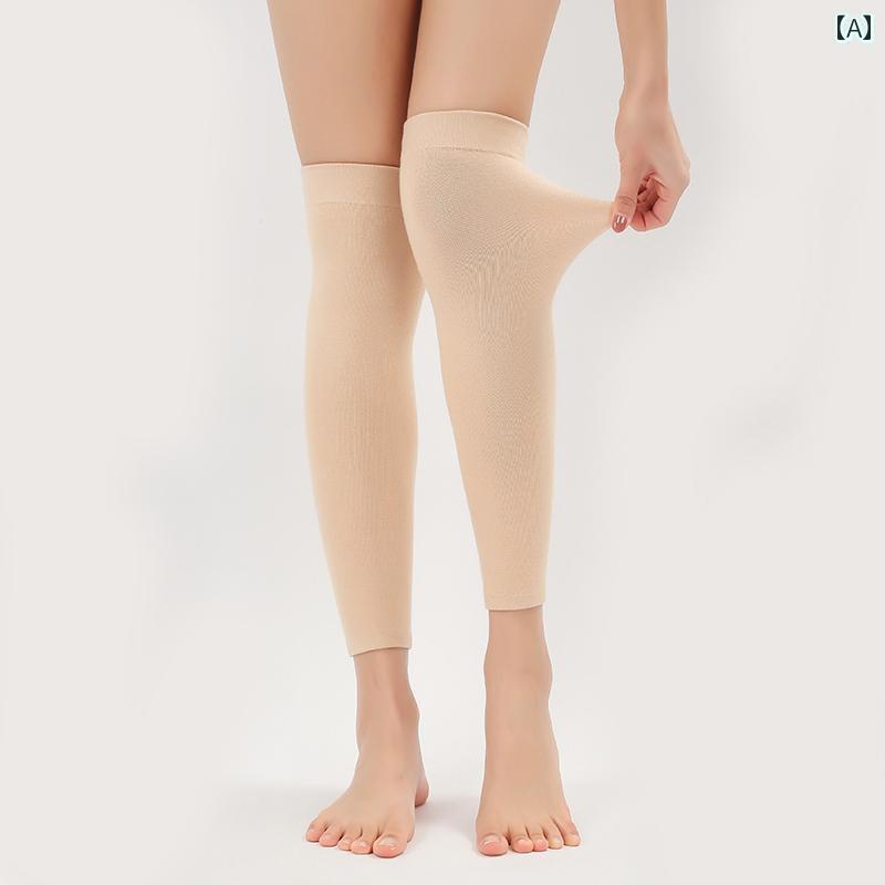 スパッツ レディース レギンス エアコンの 効いた 部屋で メンズ レディースの 夏用の 薄手 膝 パッドと レギンスの 長袖 ふくらはぎ スリーブ 日焼け防止 ソックス オーバーニーソックス 拡張 スタイル