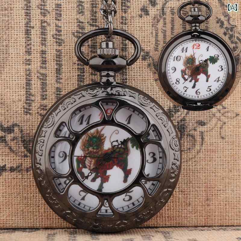 海中時計 時計 オシャレ 中国 神話 伝説 麒麟 太極拳 八 卦 レトロ スタイル ひまわり 空虚な 性格 試..