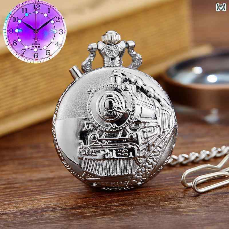 海中時計 時計 オシャレ 子供用 懐中時計 学生 女の子 レトロ 電車 フリップ ネックレス 夜 光 発光 誕..