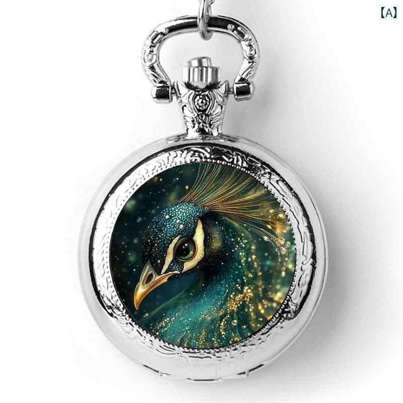 海中時計 時計 オシャレ 孔雀が 飛ぶ 中国 南東 部の 神話の 鳥 鳥の 王 尾を 広げる レトロ 個性的な ..