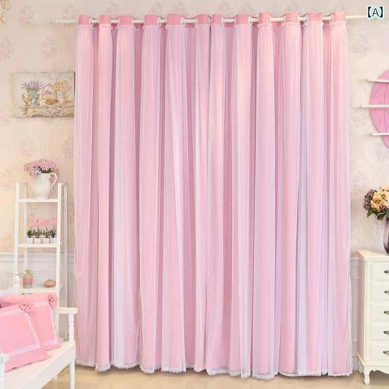 レースカーテン 遮光カーテン 女の子向け 韓国 プリンセス レース カーテン 田園 風の 小さい さわやか ロマンチックな ピンクの 寝室の ベイ ウィンドウ 完成 品