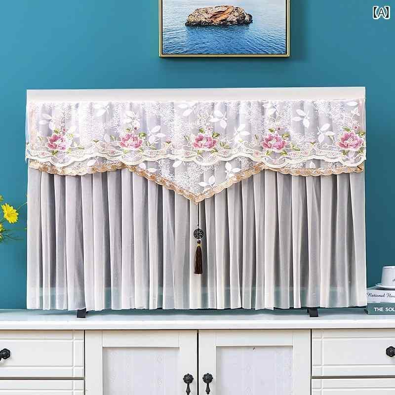 テレビカバー テレビガード オシャレ 液晶 テレビ カバー 年新 ダストカバーは 電源を 入れる ときに 取り外す 必要はありません 55インチ 75 吊り下げ セット レース 布