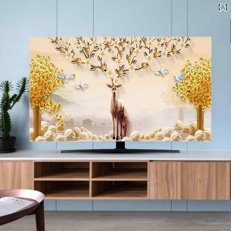 テレビカバー テレビガード オシャレ チャイナ風 テレビ 防塵 カバー 布 生地 家庭用 42インチ 55イン..