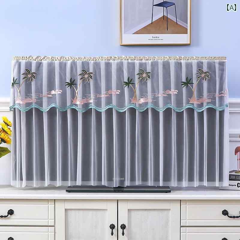 テレビカバー テレビガード 液晶 テレビ ダストカバー カバー モダン シンプル 55インチ 65インチ 吊り下げ レース 布