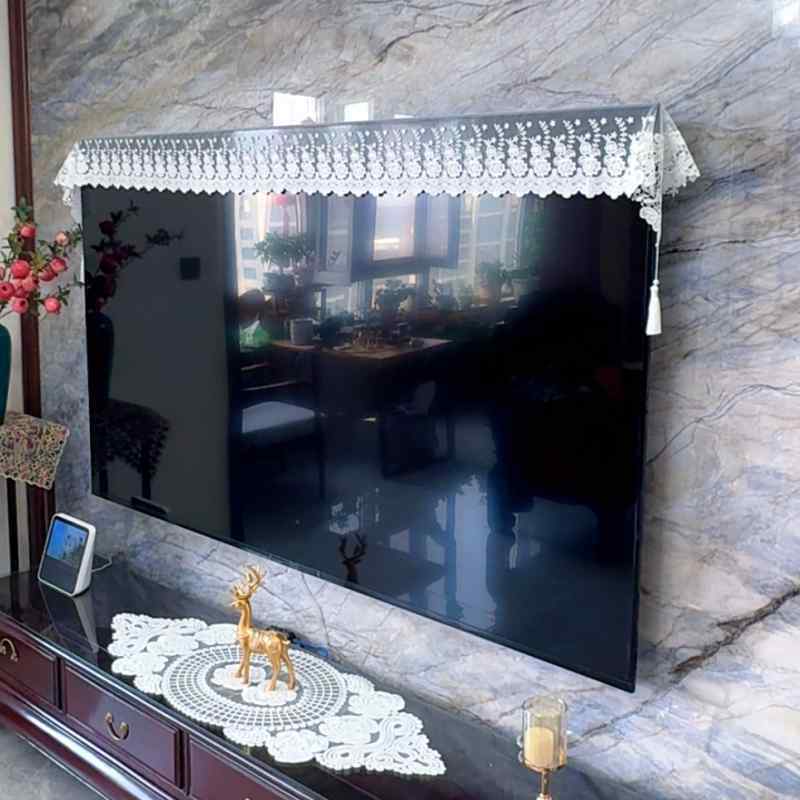 テレビカバー テレビガード 軽い 高級 ミルク カラー レース スタイリッシュな 明るい テレビ カバー ..