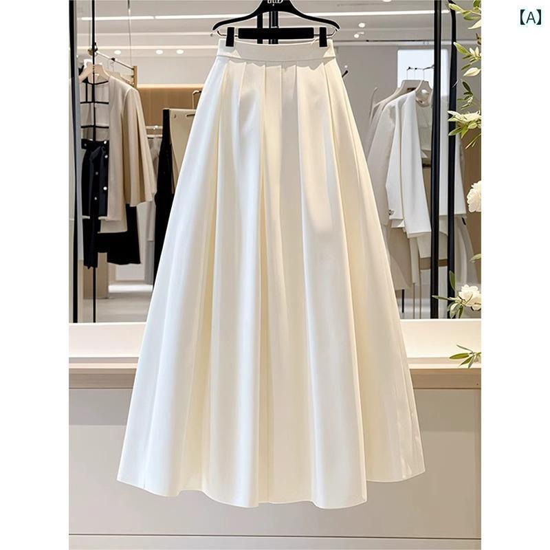 スカート プリーツスカート ショートスカート 夏の 女性用 高級 ホワイト プリーツスカート 大きいサイズ 太めの mm ハイウエスト スリミング お腹 カバー ミディアム 丈 aライン アンブレラ スカート